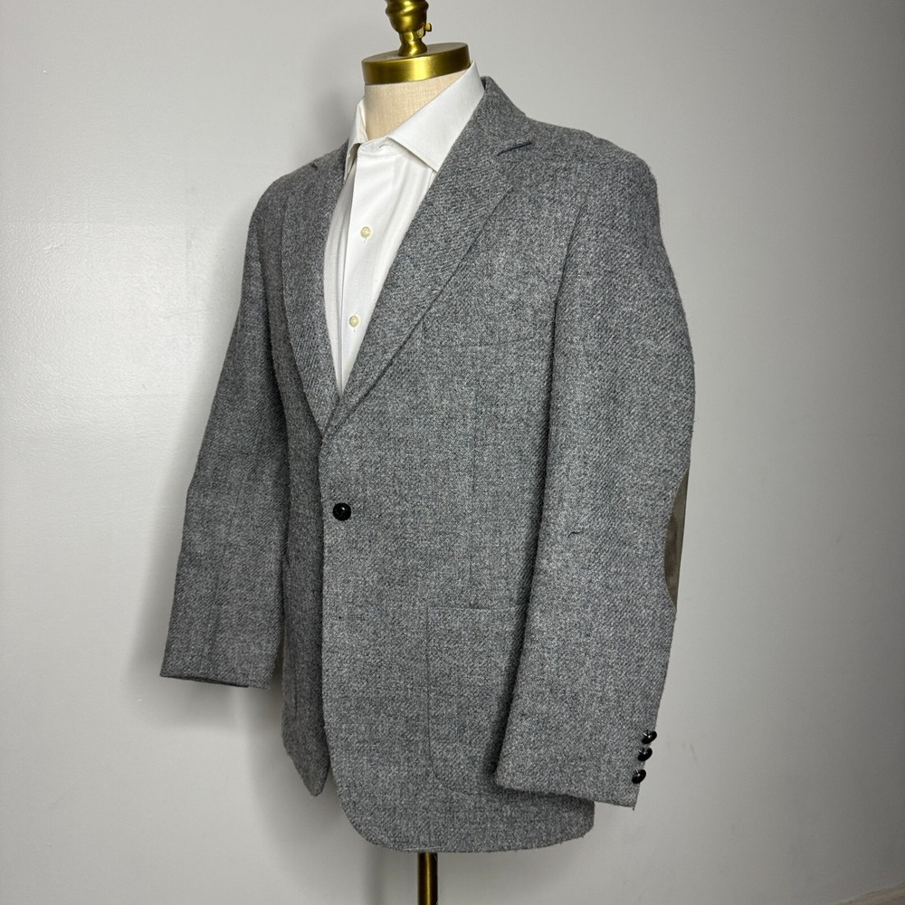 Loft & Brownstone Men's Blazer 42R – Gray Elbow Sport Coat Jacket Wool Tweed